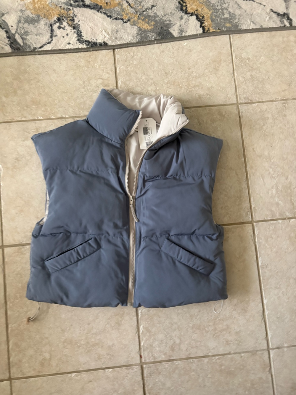 Blue cropped Puffer Vest - Women medium